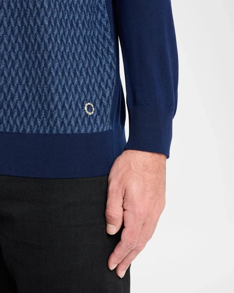 Stefano Ricci Men 'a Wool & Silk Jacquard Quarter-Zip Polo Sweater | Thumbnail 5