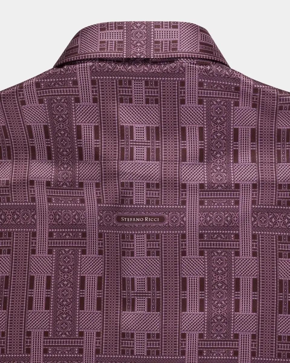 Stefano Ricci Men's Silk Pillar Print Sports-Fit Dress Shirt | Thumbnail 2 Stefano Ricci Men's Silk Pillar Print Sports-Fit Dress Shirt | Thumbnail 2
