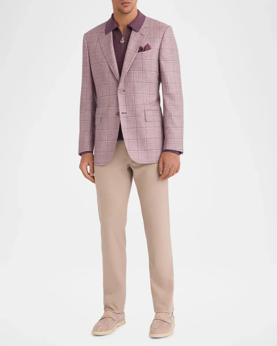 Stefano Ricci Men's Gridline Plaid Wool Jacket | Thumbnail 2 Stefano Ricci Men's Gridline Plaid Wool Jacket | Thumbnail 2