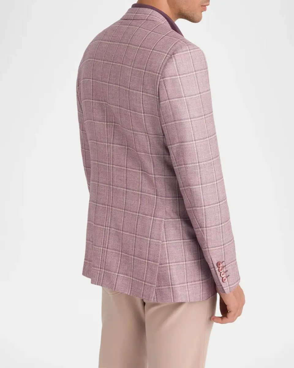 Stefano Ricci Men's Gridline Plaid Wool Jacket | Thumbnail 3 Stefano Ricci Men's Gridline Plaid Wool Jacket | Thumbnail 3