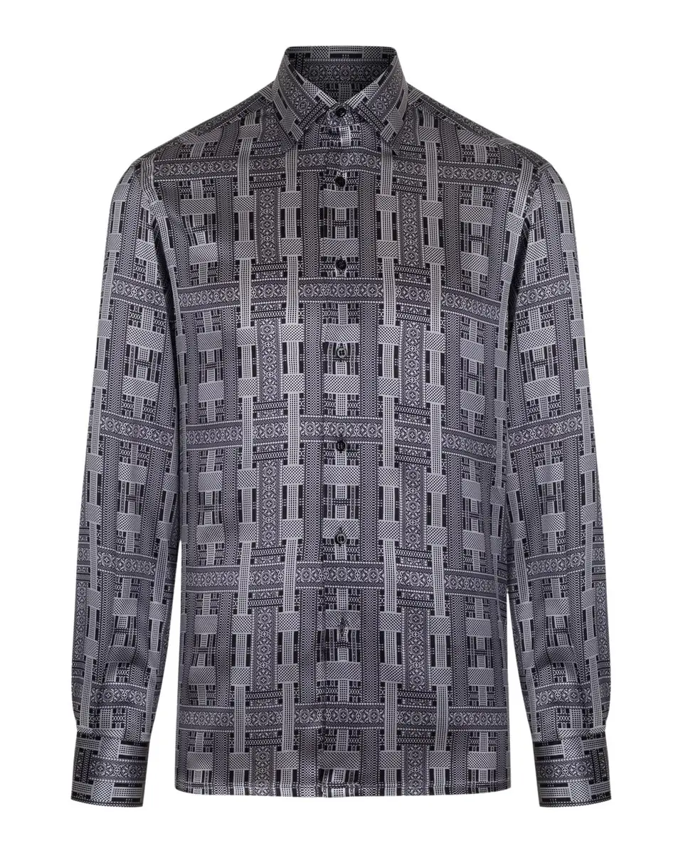 Stefano Ricci Men's Silk Pillar Print Sports-Fit Dress Shirt | Thumbnail 3 Stefano Ricci Men's Silk Pillar Print Sports-Fit Dress Shirt | Thumbnail 3