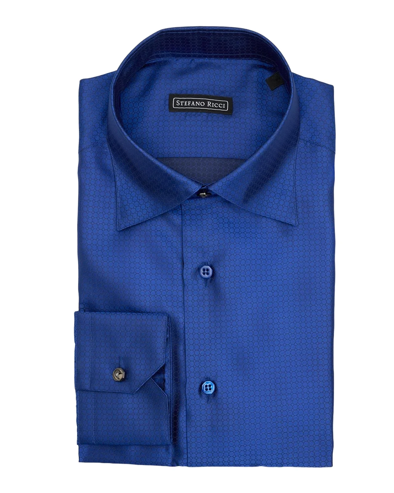 Stefano Ricci Men's Micro-Hexagon-Print Silk Dress Shirt