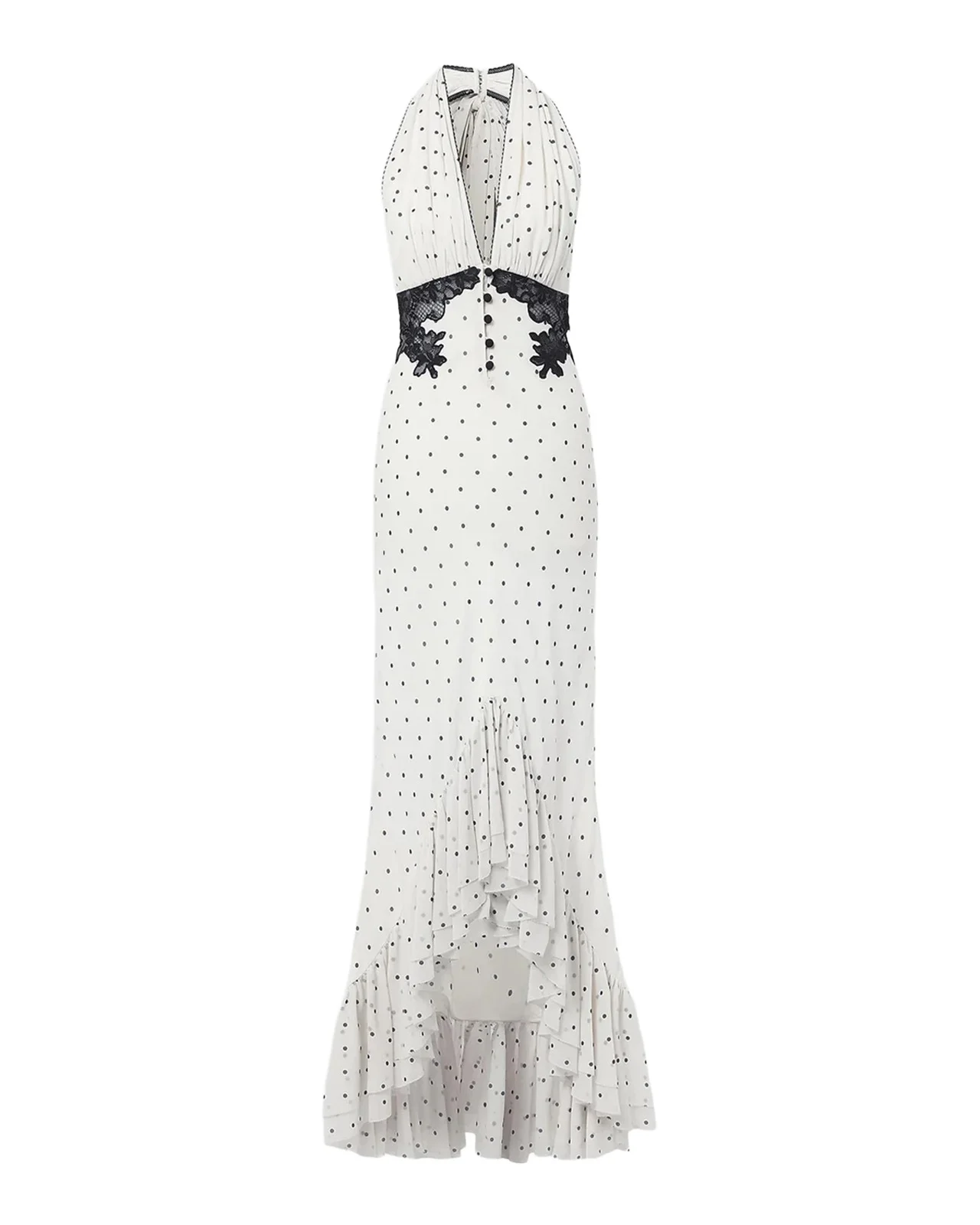 Polka Dot Halterneck High-Low Maxi Dress Polka Dot Halterneck High-Low Maxi Dress