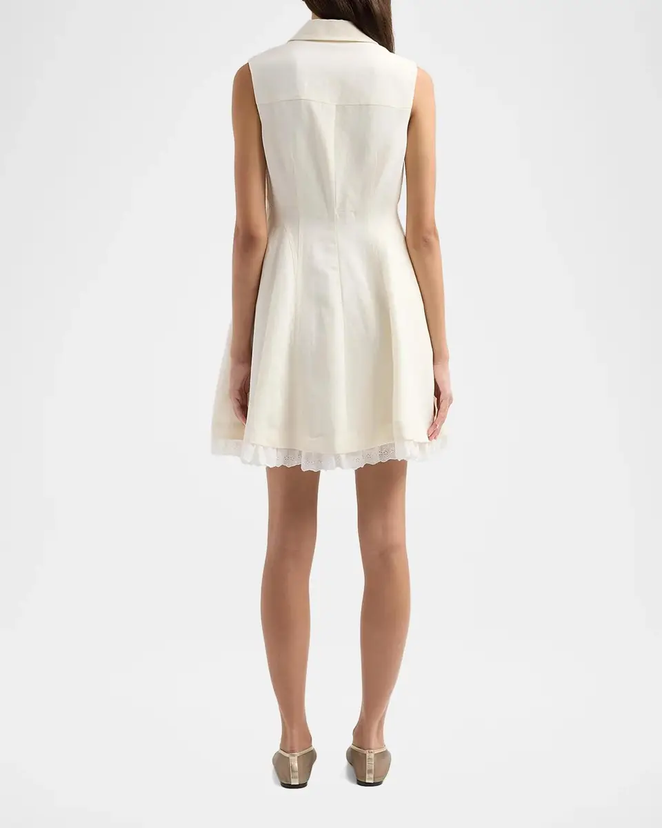 Self-Portrait Linen Sleeveless Mini Shirtdress | Thumbnail 3 Self-Portrait Linen Sleeveless Mini Shirtdress | Thumbnail 3