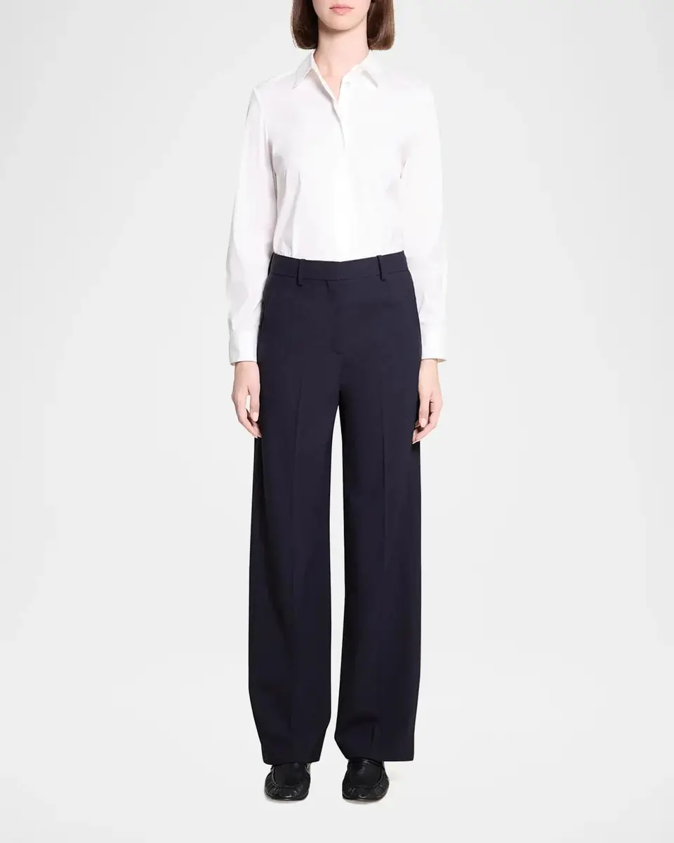 Theory Pleated Stretch Wool Wide-Leg Trousers | Thumbnail 2 Theory Pleated Stretch Wool Wide-Leg Trousers | Thumbnail 2