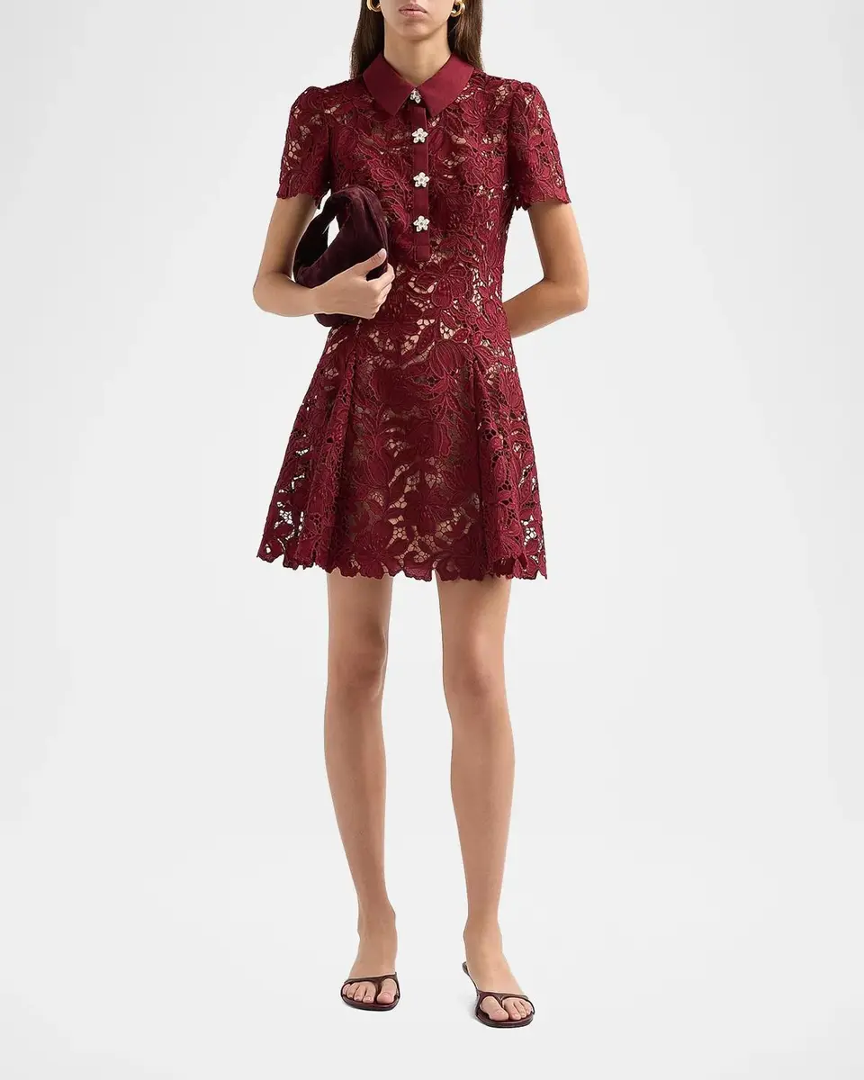 Self-Portrait Lace Mini Shirtdress | Thumbnail 2 Self-Portrait Lace Mini Shirtdress | Thumbnail 2