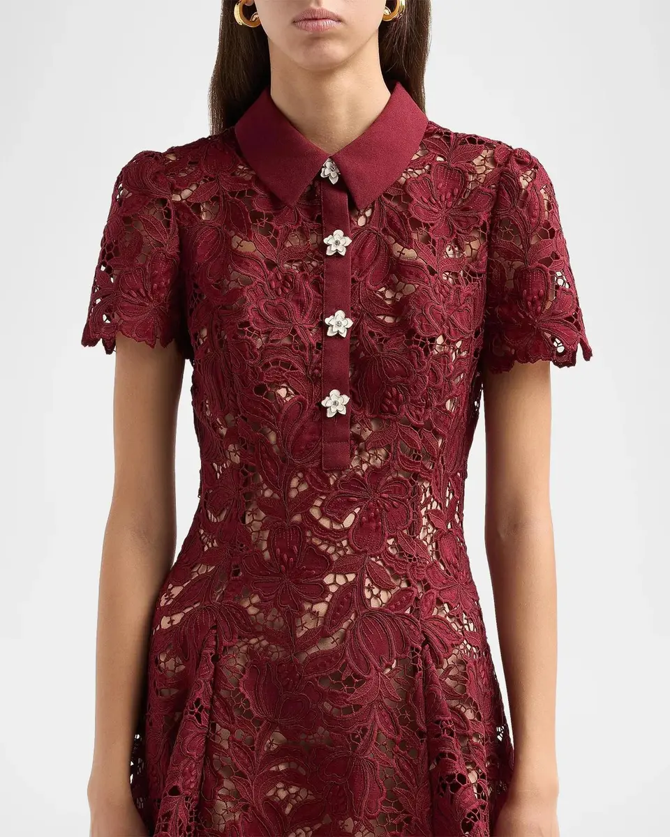 Self-Portrait Lace Mini Shirtdress | Thumbnail 4 Self-Portrait Lace Mini Shirtdress | Thumbnail 4
