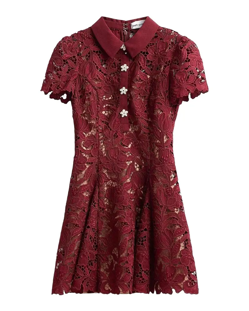 Self-Portrait Lace Mini Shirtdress