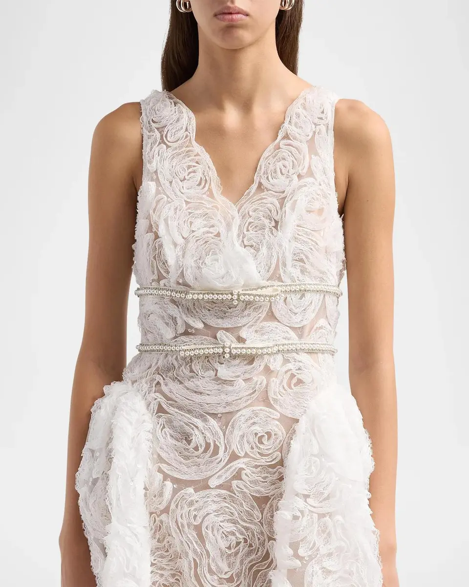 Self-Portrait Tulle Laced A-Line Mini Dress | Thumbnail 5 Self-Portrait Tulle Laced A-Line Mini Dress | Thumbnail 5