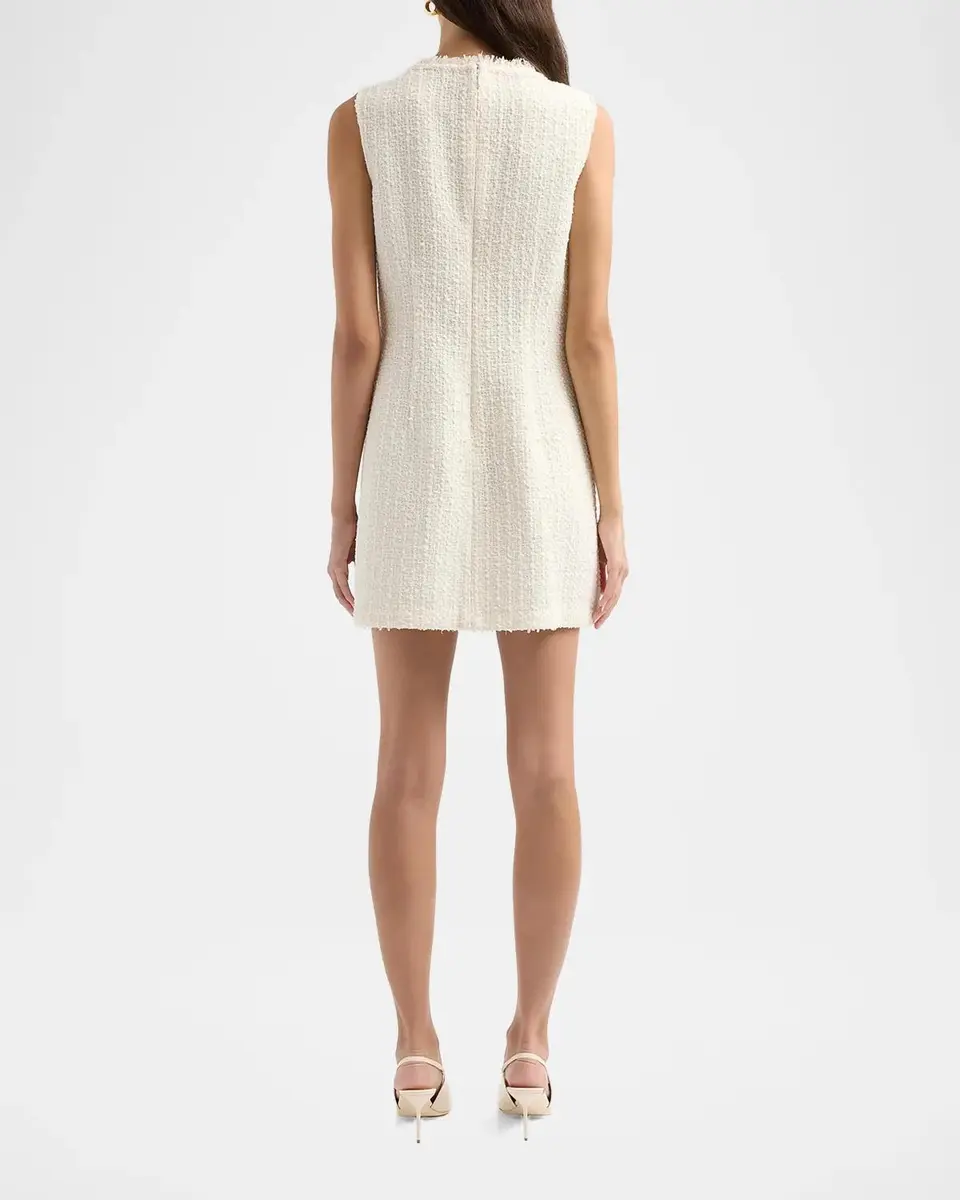 Self-Portrait Bouclé V-Neck Shift Mini Dress | Thumbnail 3 Self-Portrait Bouclé V-Neck Shift Mini Dress | Thumbnail 3