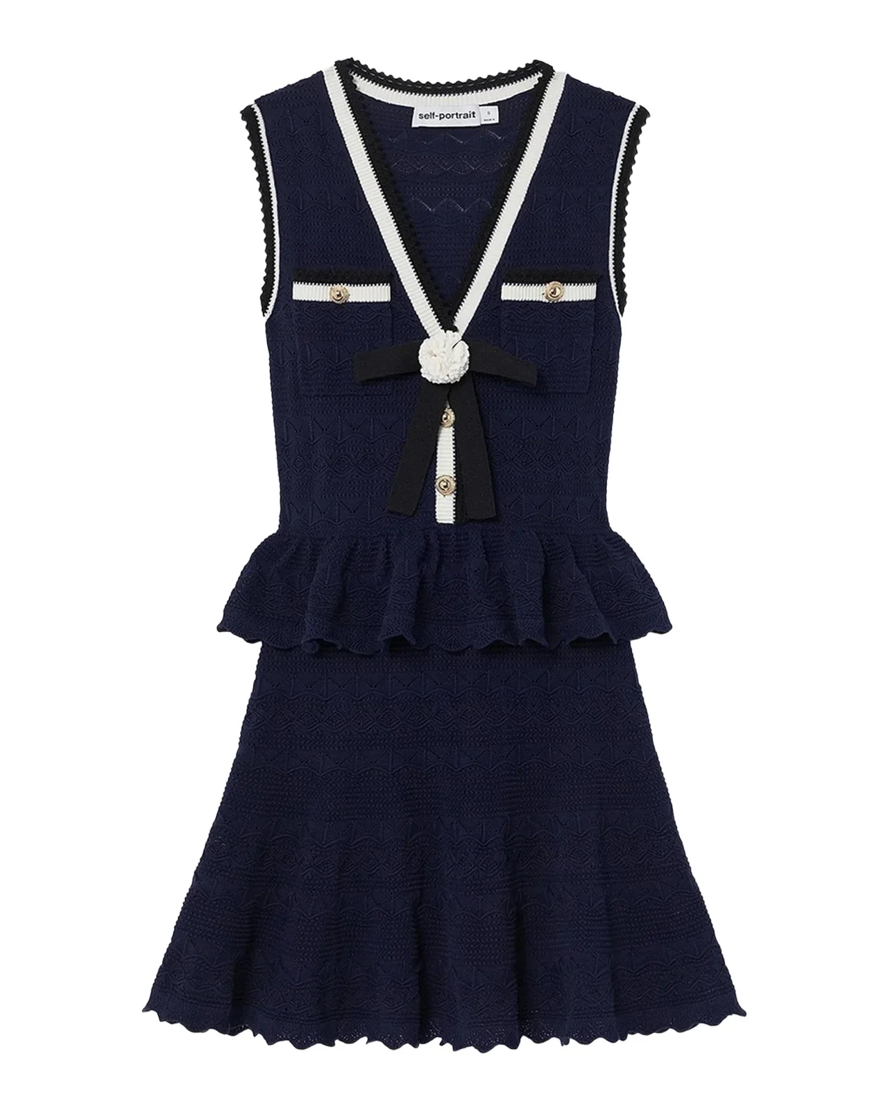 Pointelle Knit Peplum Mini Dress Pointelle Knit Peplum Mini Dress