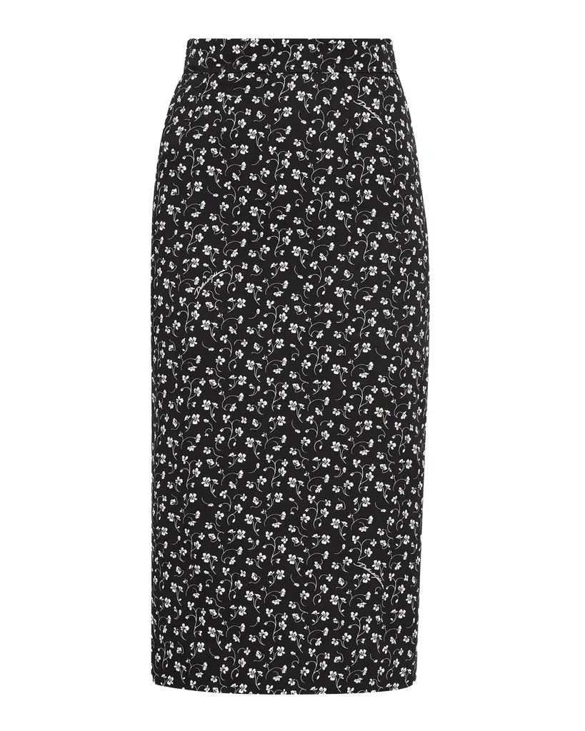 Floral-Print Silk Charmeuse Midi Skirt Floral-Print Silk Charmeuse Midi Skirt
