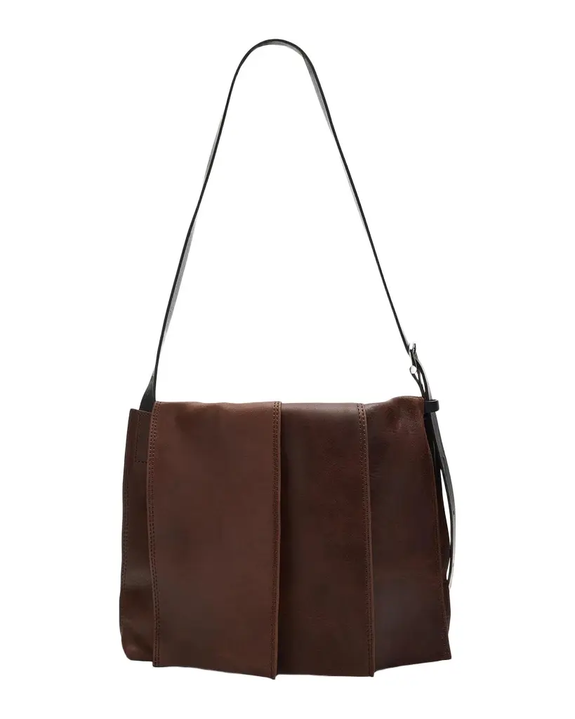 Issey Miyake Men's Leather Pleats Shoulder Bag