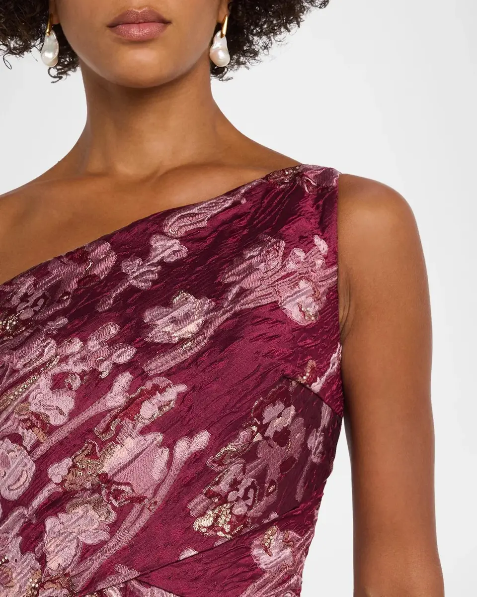 Rene Ruiz Collection One-Shoulder Metallic Brocade Gown | Thumbnail 5 Rene Ruiz Collection One-Shoulder Metallic Brocade Gown | Thumbnail 5