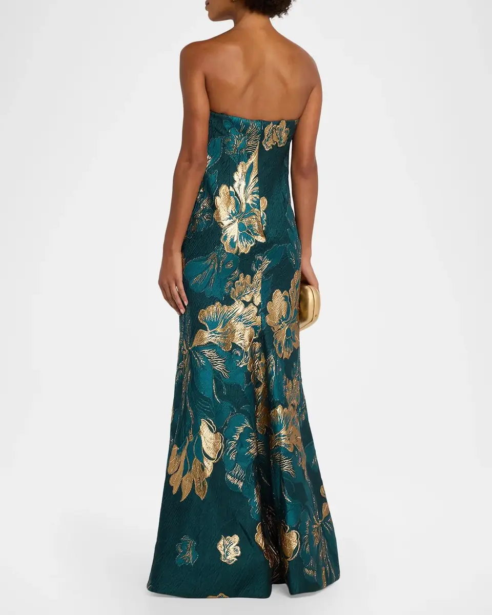 Rene Ruiz Collection Metallic Floral Jacquard Strapless Gown | Thumbnail 3 Rene Ruiz Collection Metallic Floral Jacquard Strapless Gown | Thumbnail 3