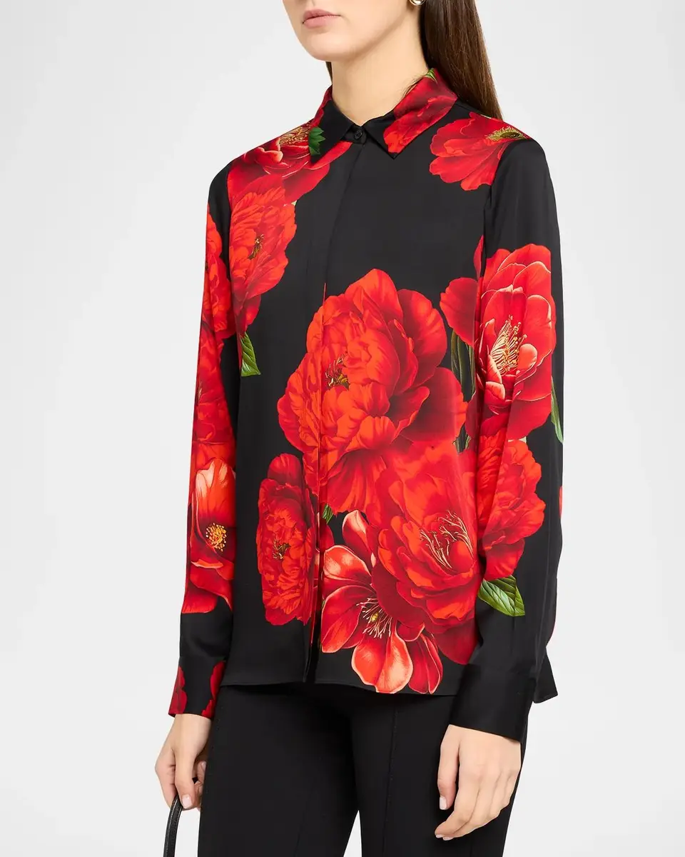 Elie Tahari The Shae Floral Silk-Viscose Shirt | Thumbnail 4 Elie Tahari The Shae Floral Silk-Viscose Shirt | Thumbnail 4