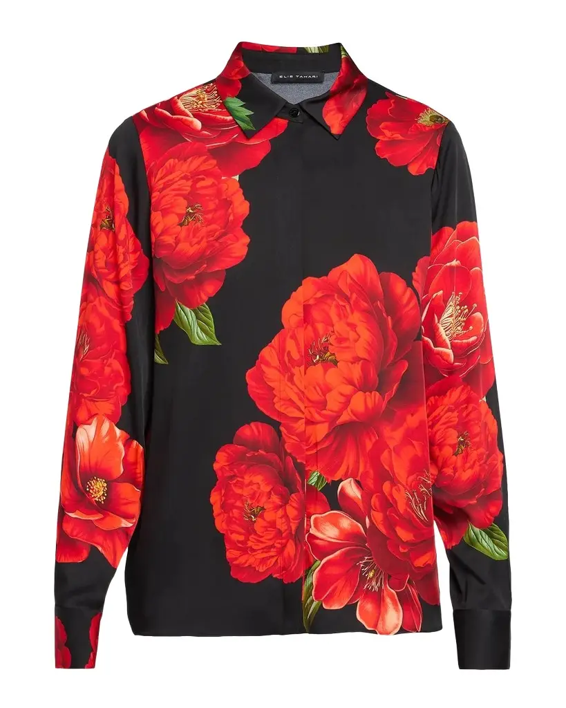 Elie Tahari The Shae Floral Silk-Viscose Shirt