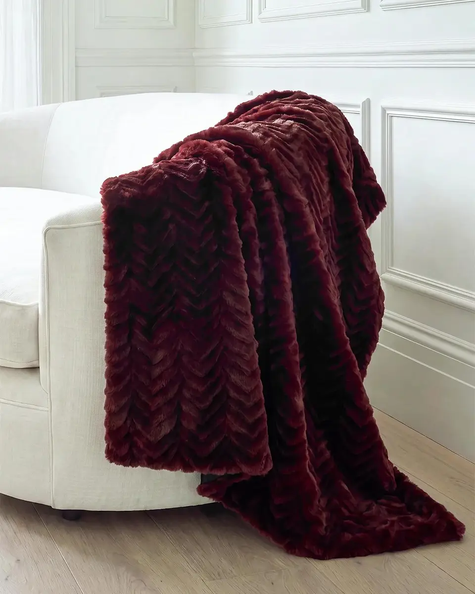 Lyla Grant Chevron Faux Mink Throw, 60" x 72" | Thumbnail 4