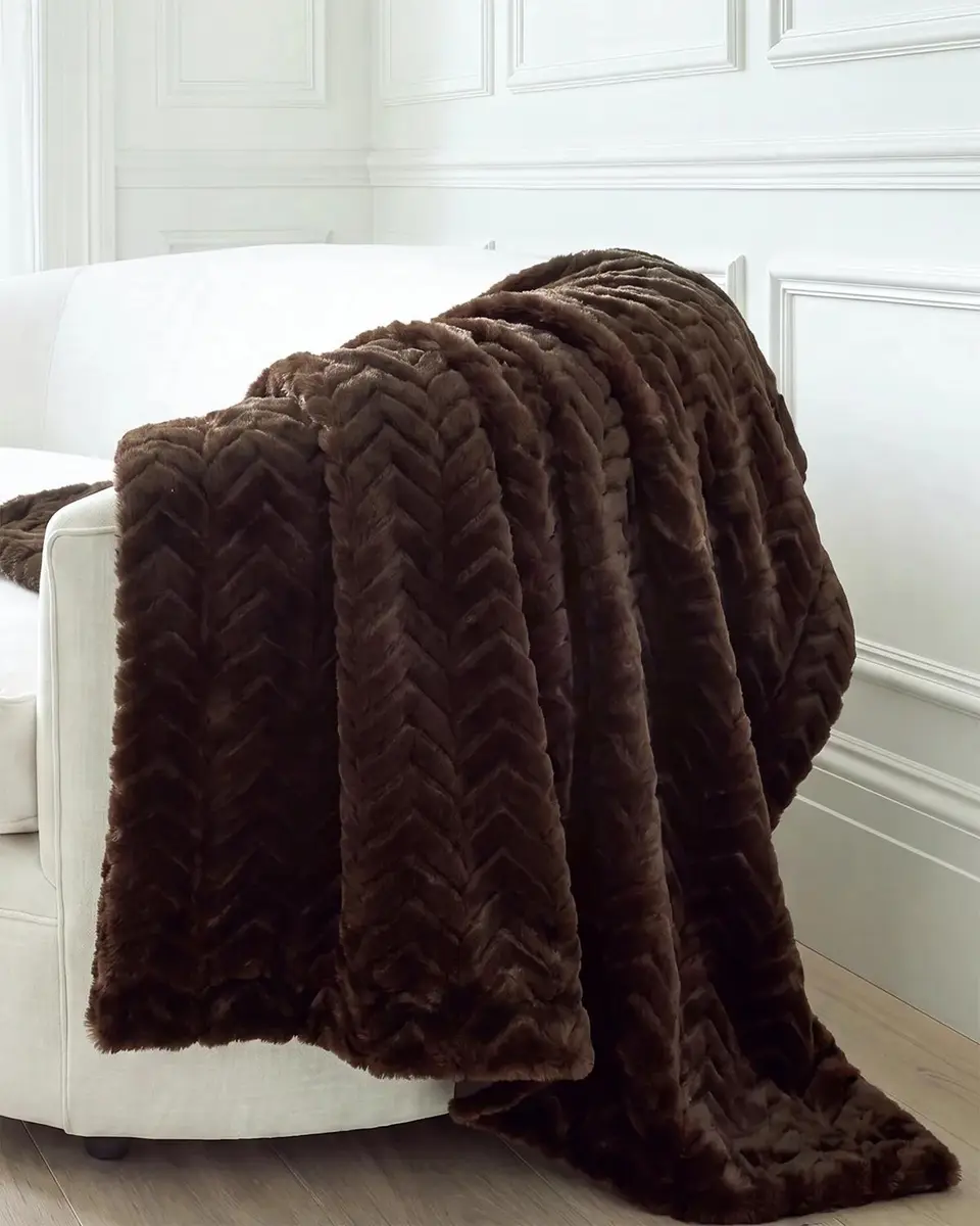 Lyla Grant Chevron Faux Mink Throw, 60" x 72" | Thumbnail 7