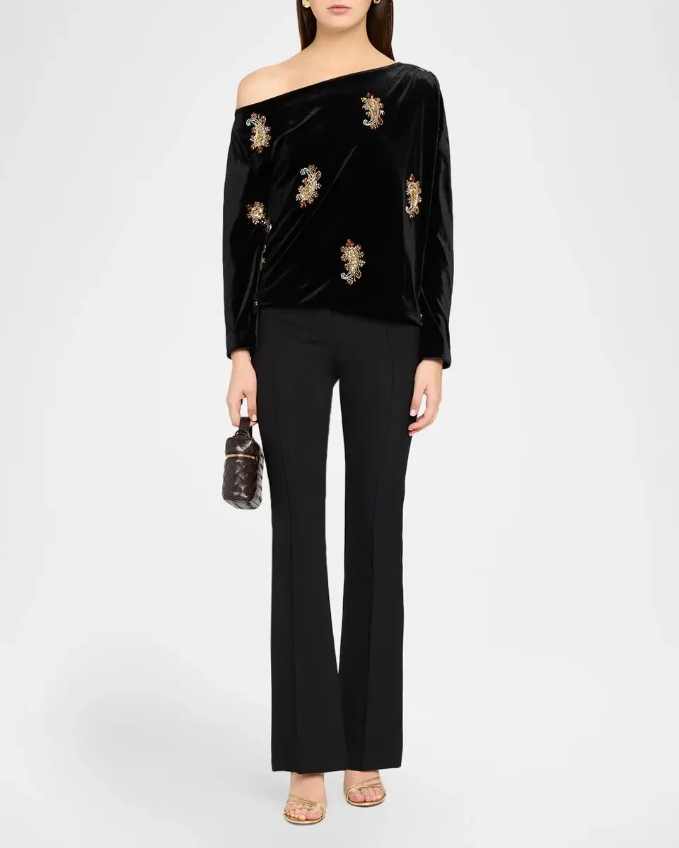 Elie Tahari Beaded Paisley Off-Shoulder Velvet Top | Thumbnail 2 Elie Tahari Beaded Paisley Off-Shoulder Velvet Top | Thumbnail 2
