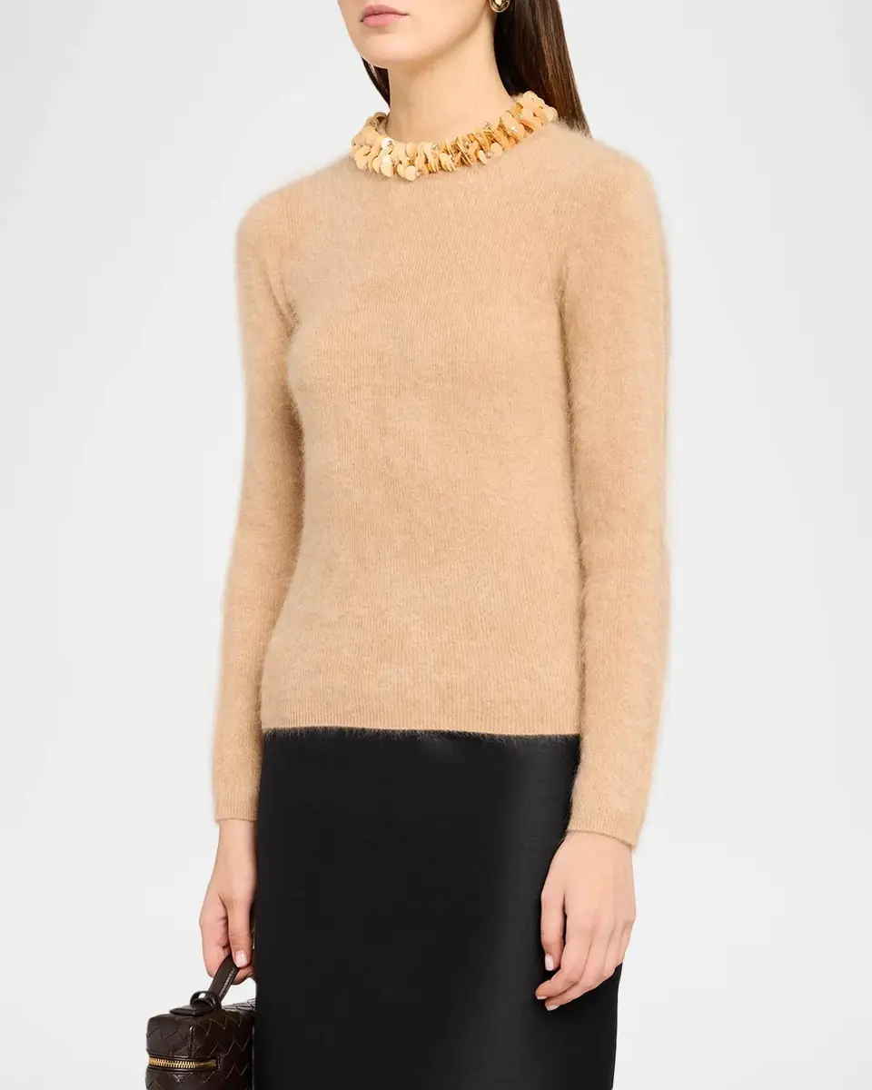 Elie Tahari The Ling Sequin-Trim Fuzzy Knit Sweater | Thumbnail 4 Elie Tahari The Ling Sequin-Trim Fuzzy Knit Sweater | Thumbnail 4