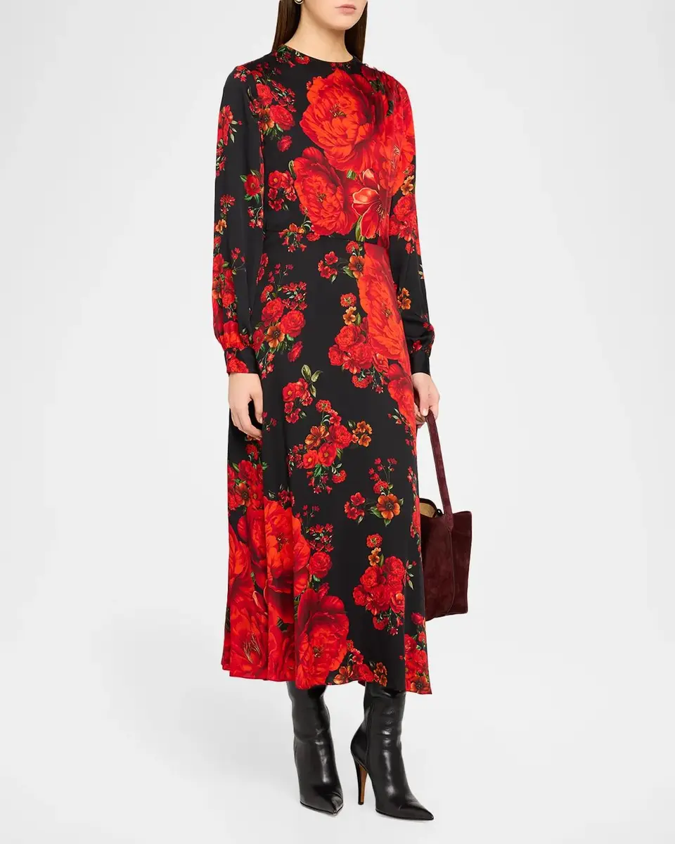 Elie Tahari The Valerie Floral-Print Midi Dress | Thumbnail 4 Elie Tahari The Valerie Floral-Print Midi Dress | Thumbnail 4