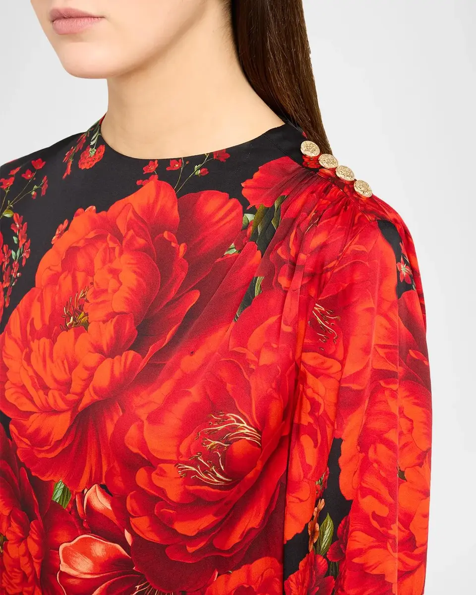 Elie Tahari The Valerie Floral-Print Midi Dress | Thumbnail 5 Elie Tahari The Valerie Floral-Print Midi Dress | Thumbnail 5