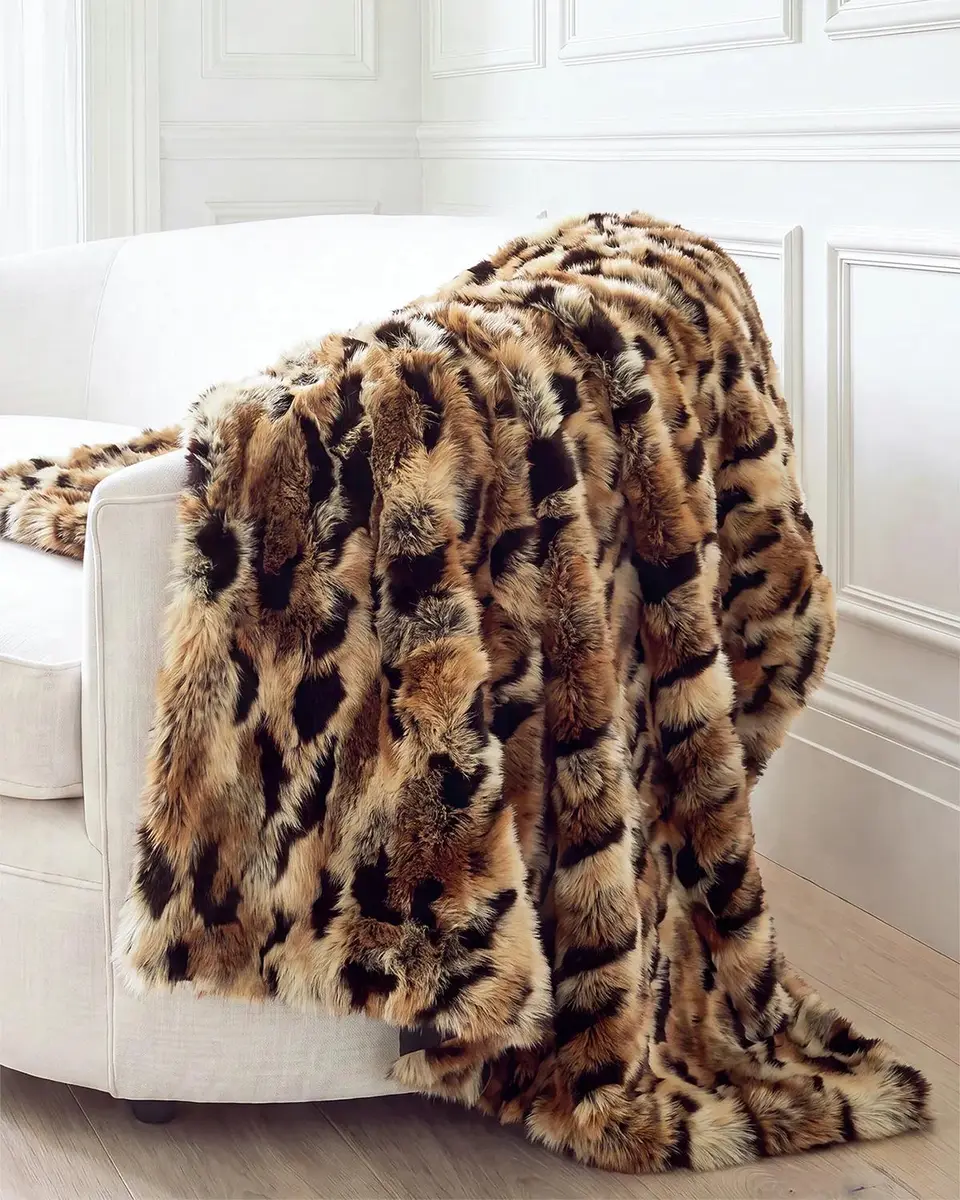 Lyla Grant Leopard-Print Faux Fox Throw, 60" x 72" | Thumbnail 3