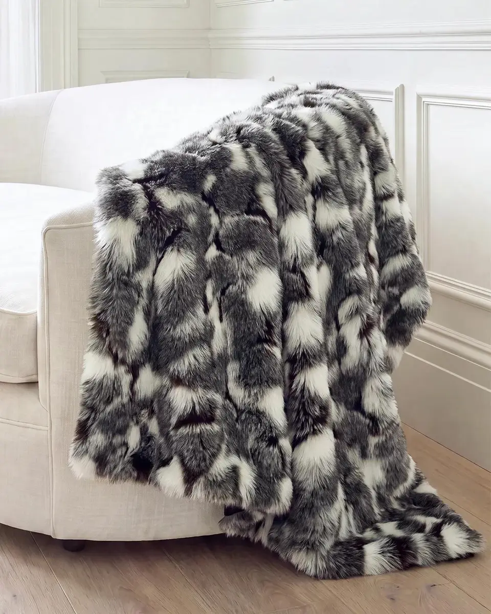 Lyla Grant Leopard-Print Faux Fox Throw, 60" x 72" | Thumbnail 7