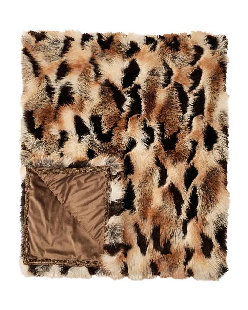 Lyla Grant Leopard-Print Faux Fox Throw, 60" x 72"