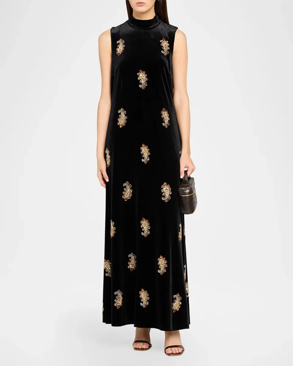 Elie Tahari The Vani Beaded Paisley Velvet Maxi Dress | Thumbnail 2 Elie Tahari The Vani Beaded Paisley Velvet Maxi Dress | Thumbnail 2