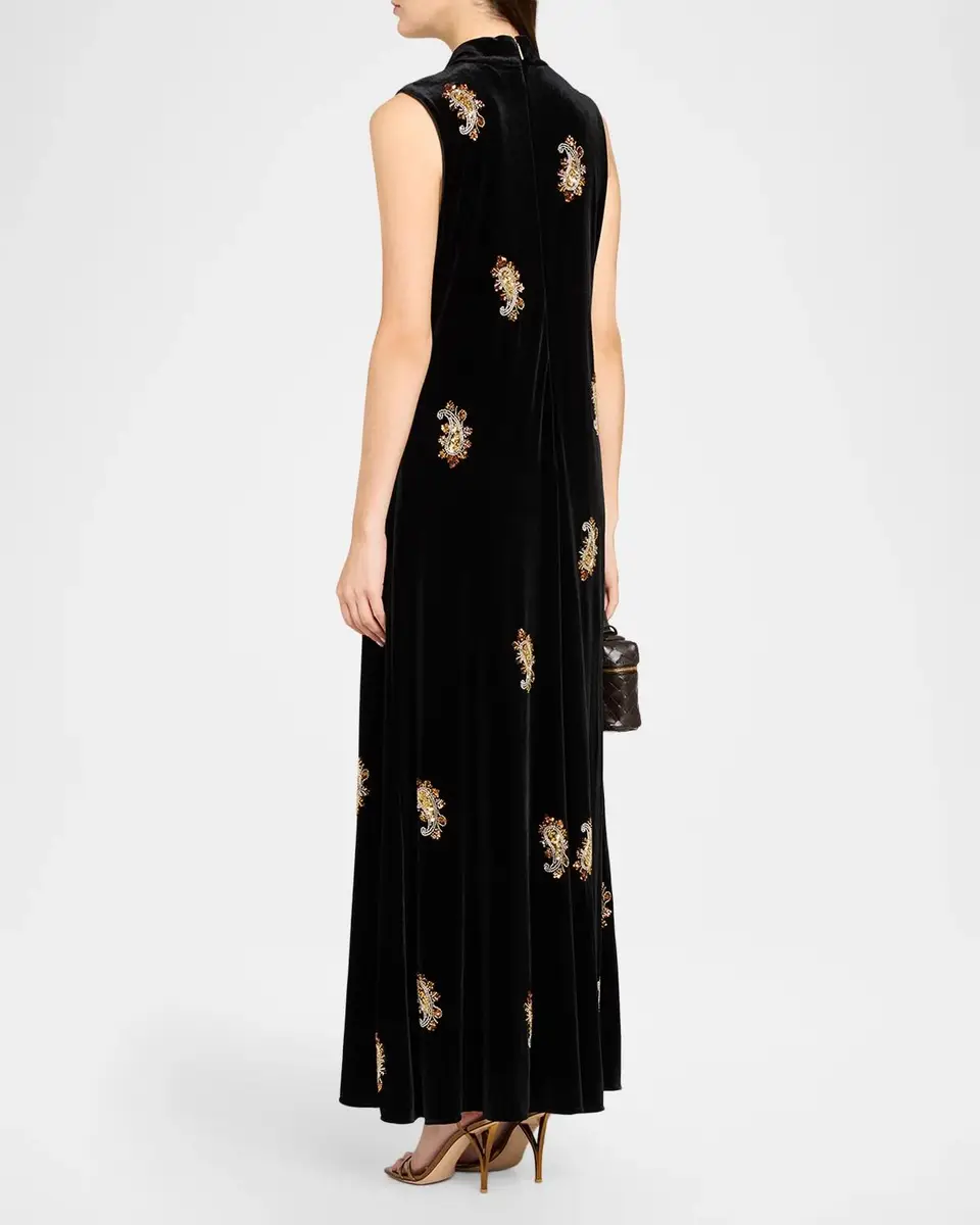 Elie Tahari The Vani Beaded Paisley Velvet Maxi Dress | Thumbnail 3 Elie Tahari The Vani Beaded Paisley Velvet Maxi Dress | Thumbnail 3