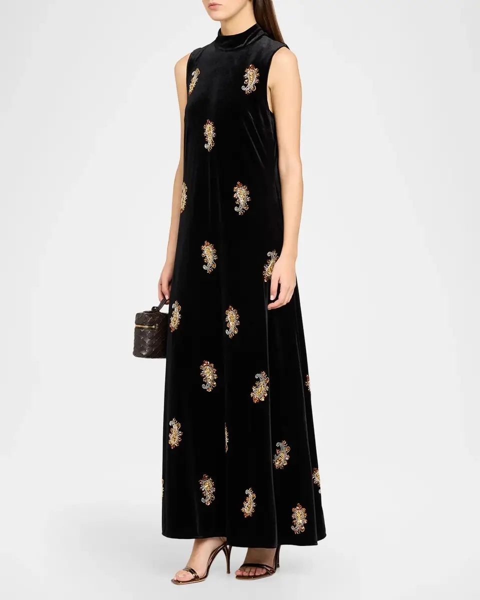 Elie Tahari The Vani Beaded Paisley Velvet Maxi Dress | Thumbnail 4 Elie Tahari The Vani Beaded Paisley Velvet Maxi Dress | Thumbnail 4