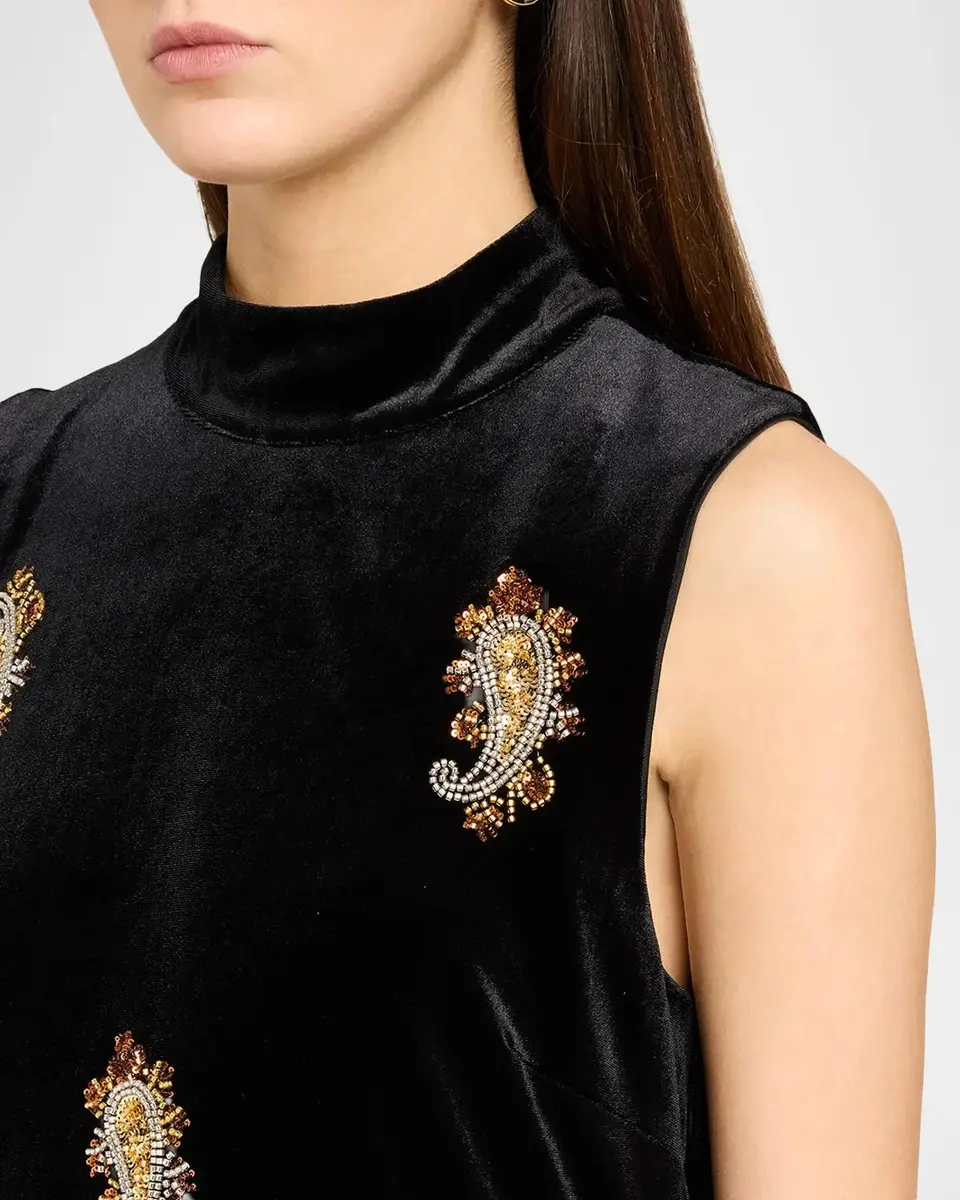 Elie Tahari The Vani Beaded Paisley Velvet Maxi Dress | Thumbnail 5 Elie Tahari The Vani Beaded Paisley Velvet Maxi Dress | Thumbnail 5