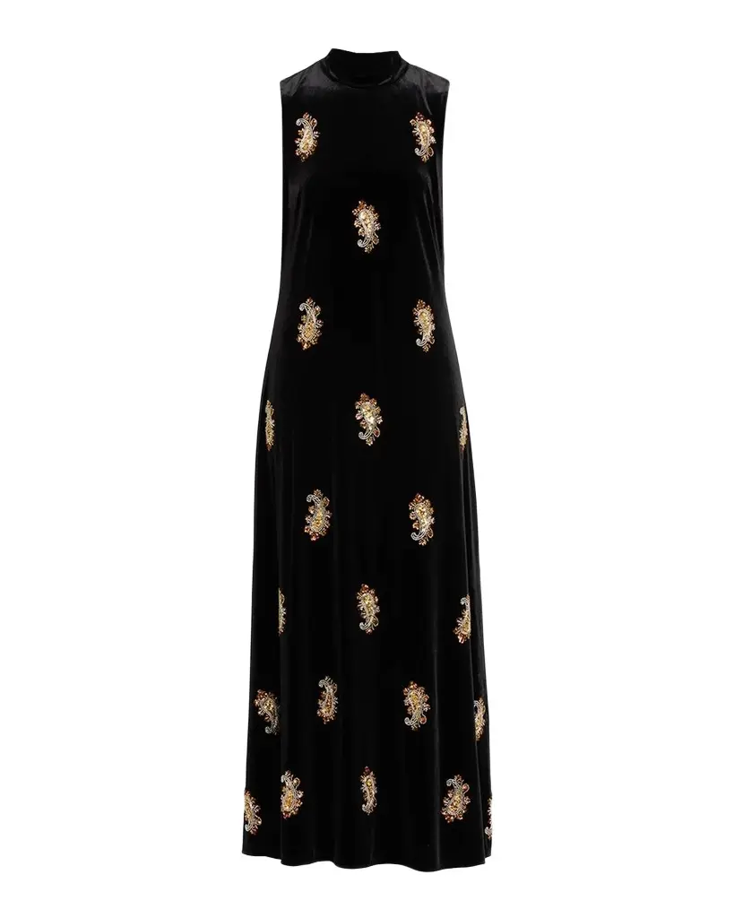 The Vani Beaded Paisley Velvet Maxi Dress The Vani Beaded Paisley Velvet Maxi Dress