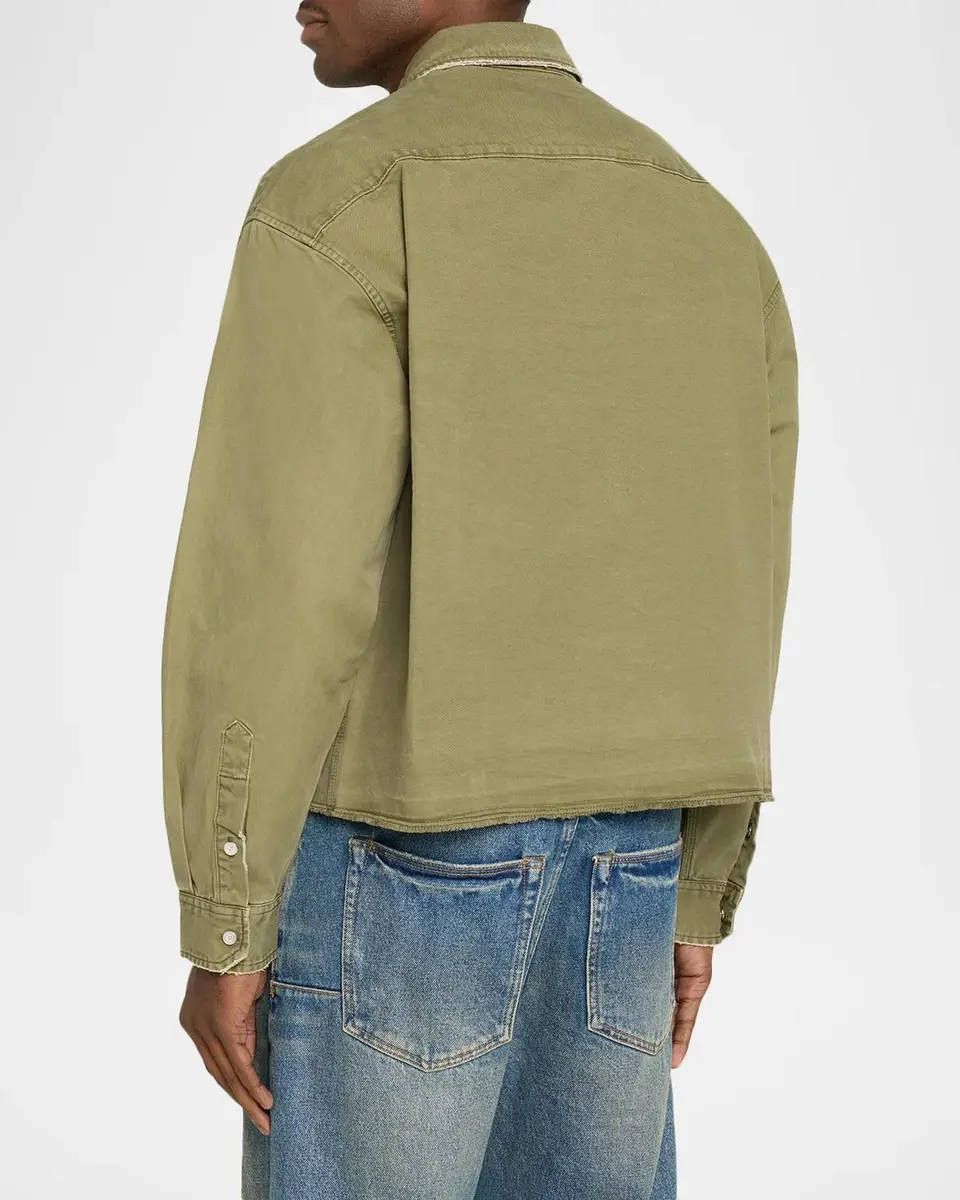 PURPLE Men's Cotton Twill Crop Shirt Jacket | Thumbnail 3 PURPLE Men's Cotton Twill Crop Shirt Jacket | Thumbnail 3