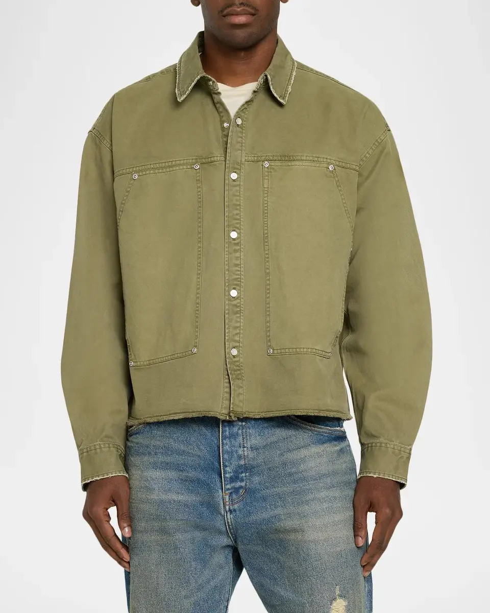 PURPLE Men's Cotton Twill Crop Shirt Jacket | Thumbnail 4 PURPLE Men's Cotton Twill Crop Shirt Jacket | Thumbnail 4