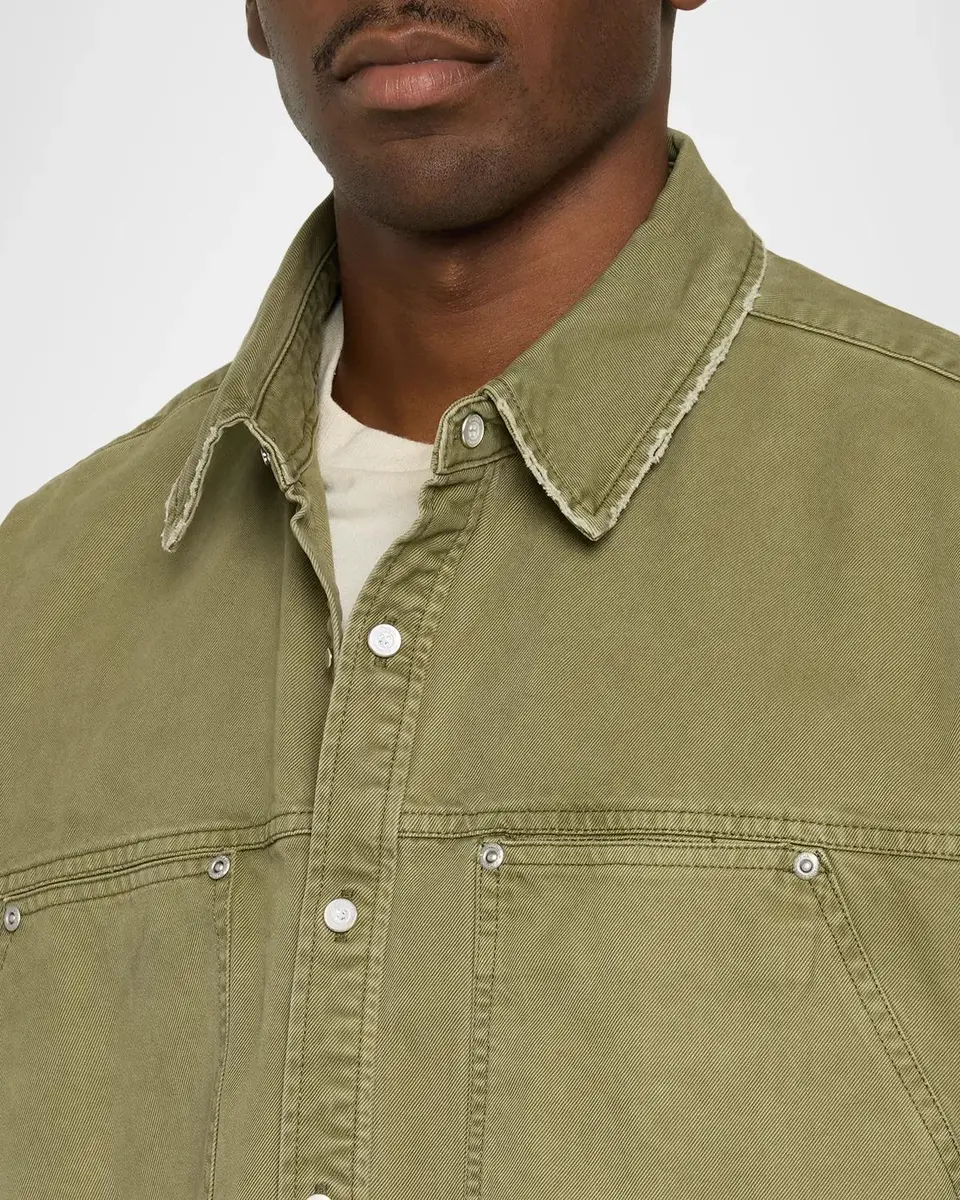 PURPLE Men's Cotton Twill Crop Shirt Jacket | Thumbnail 5 PURPLE Men's Cotton Twill Crop Shirt Jacket | Thumbnail 5