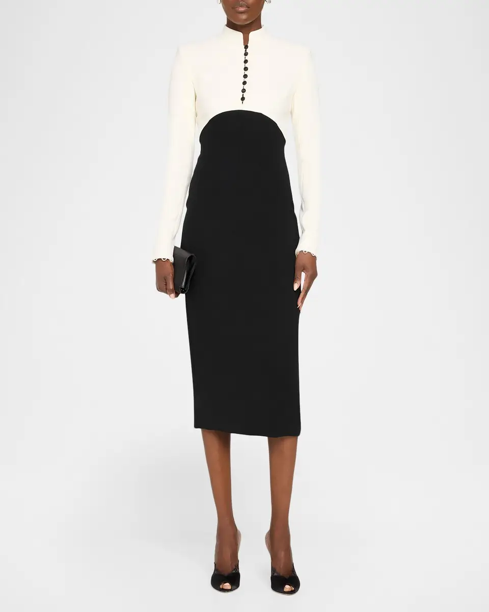 Sergio Hudson Colorblocked Stretch Wool Crêpe Cocktail Dress | Thumbnail 2 Sergio Hudson Colorblocked Stretch Wool Crêpe Cocktail Dress | Thumbnail 2