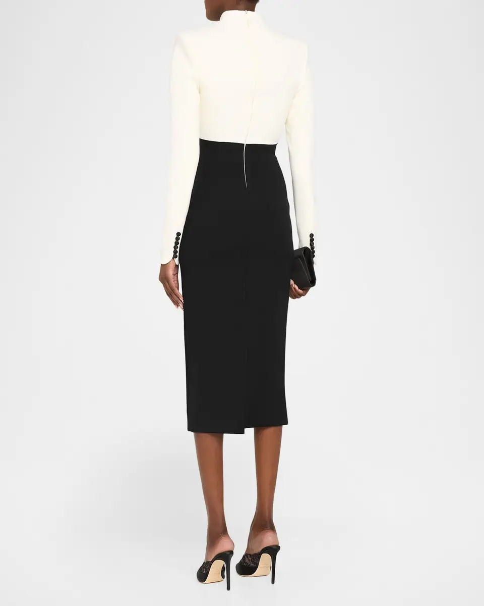 Sergio Hudson Colorblocked Stretch Wool Crêpe Cocktail Dress | Thumbnail 3 Sergio Hudson Colorblocked Stretch Wool Crêpe Cocktail Dress | Thumbnail 3