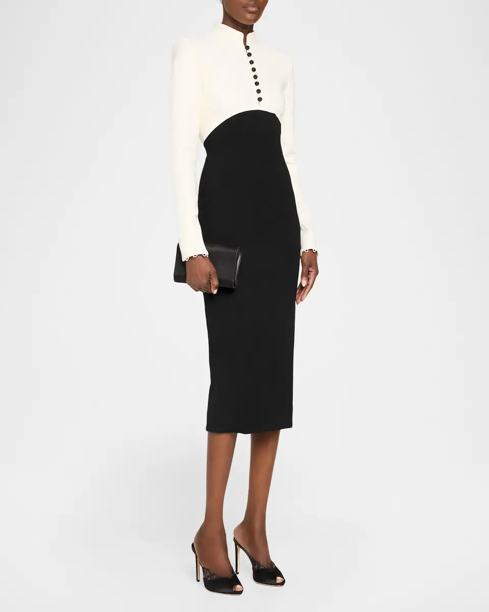 Sergio Hudson Colorblocked Stretch Wool Crêpe Cocktail Dress | Thumbnail 4 Sergio Hudson Colorblocked Stretch Wool Crêpe Cocktail Dress | Thumbnail 4