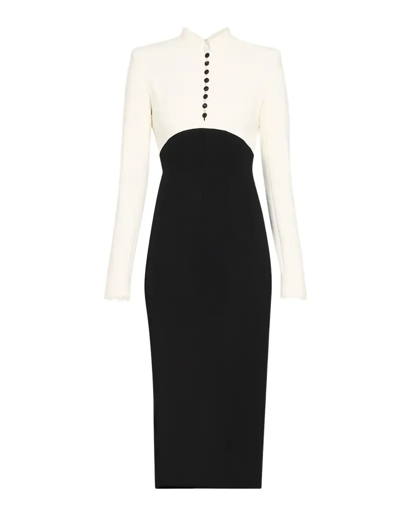 Sergio Hudson Colorblocked Stretch Wool Crêpe Cocktail Dress