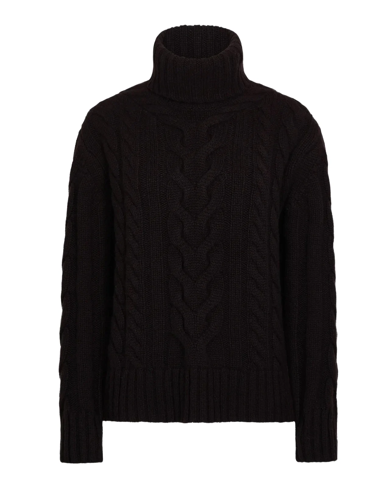 Cashmere Turtleneck Cable-Knit Sweater