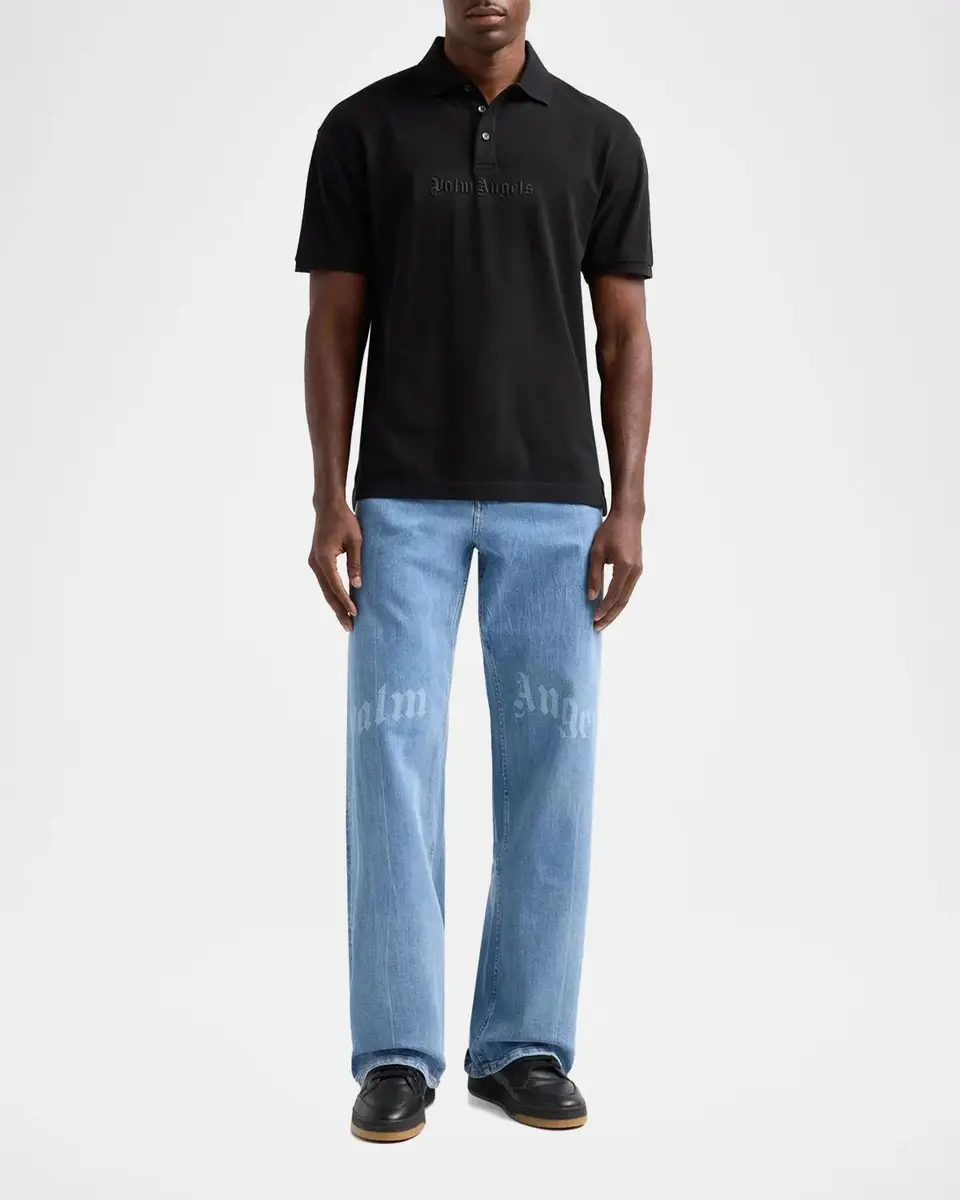 Palm Angels Men's Logo Cotton Polo Shirt | Thumbnail 2 Palm Angels Men's Logo Cotton Polo Shirt | Thumbnail 2