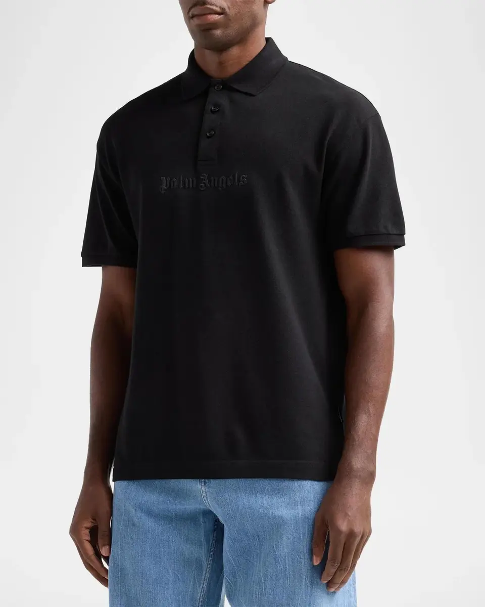 Palm Angels Men's Logo Cotton Polo Shirt | Thumbnail 4 Palm Angels Men's Logo Cotton Polo Shirt | Thumbnail 4