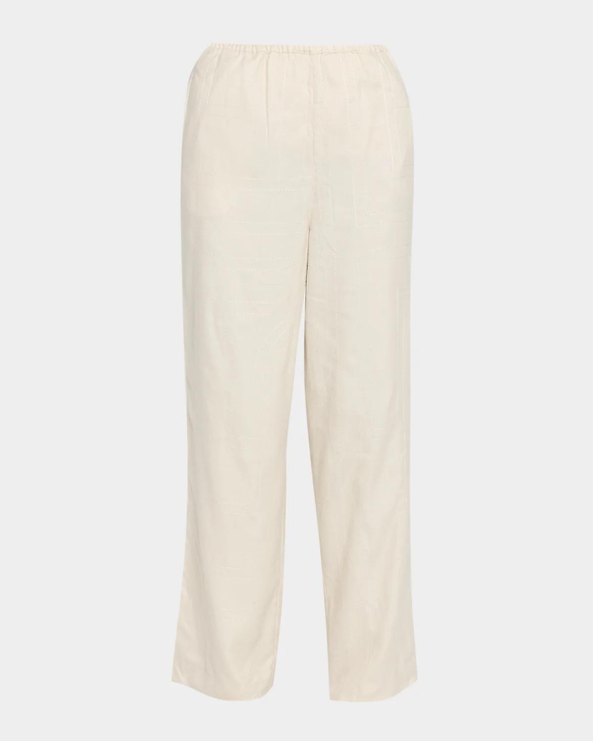 TOTEME Monogram Flannel Straight-Leg Trousers