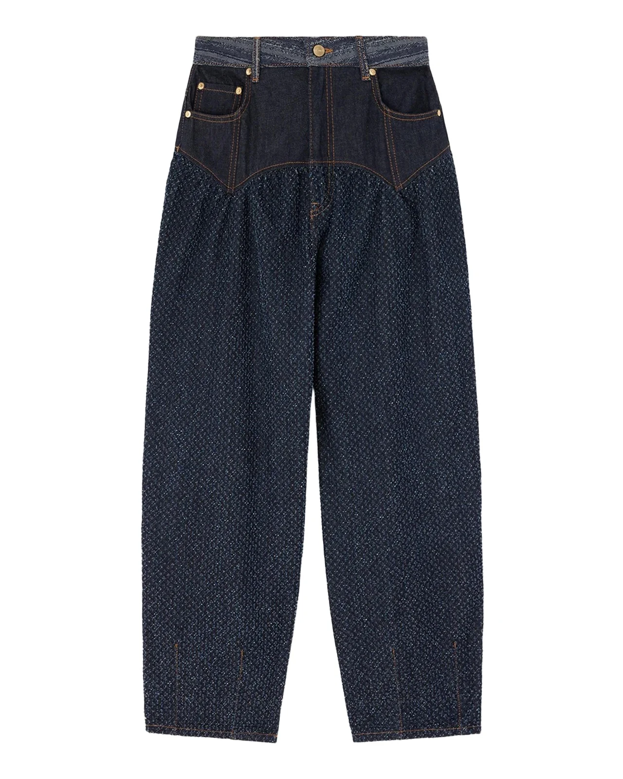 Ganni Patchwork Denim Corset Balloon Jeans
