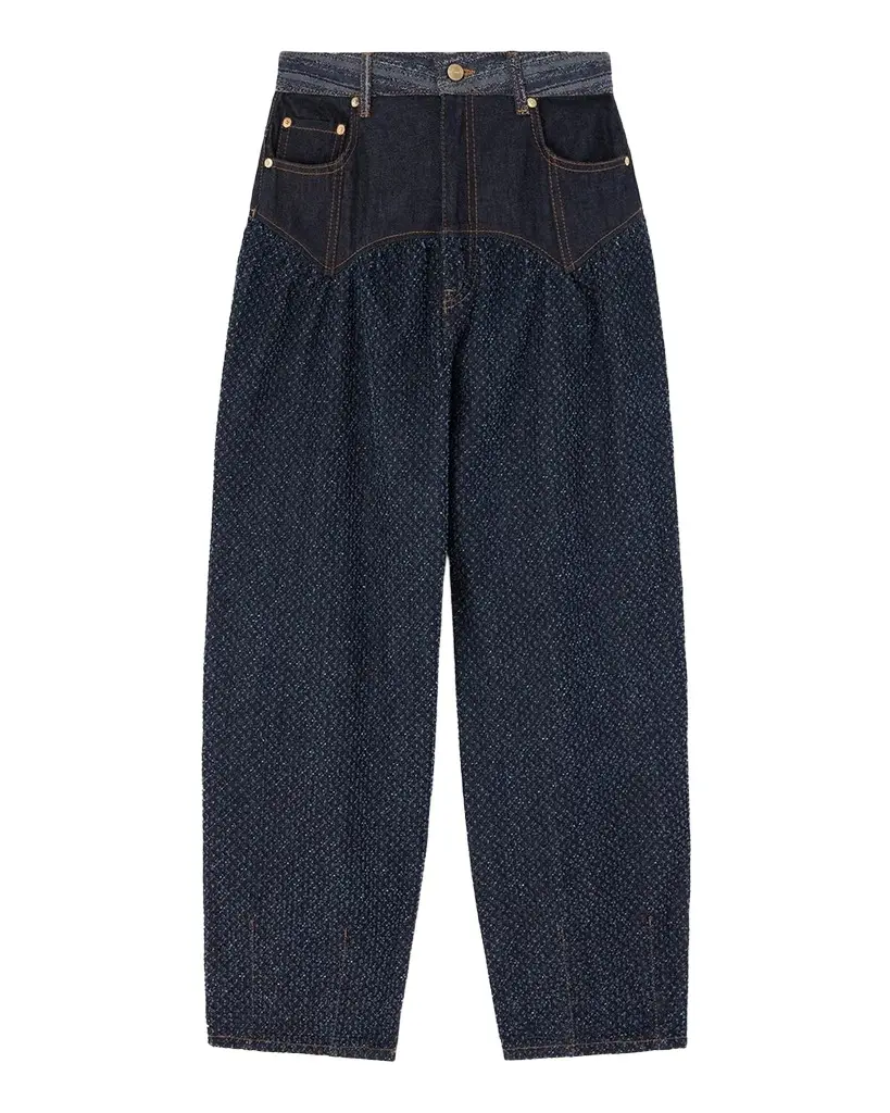 Ganni Patchwork Denim Corset Balloon Jeans