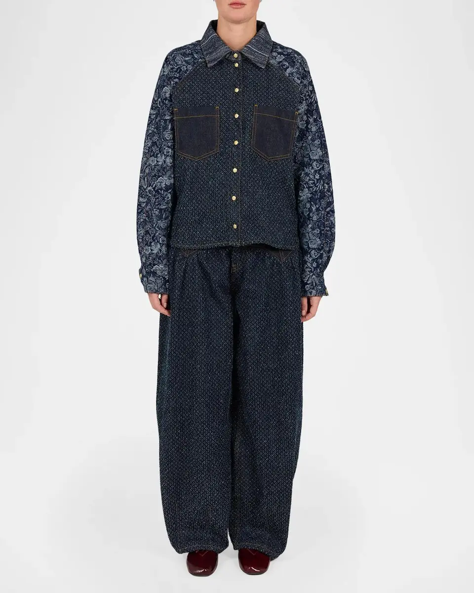 Ganni Patchwork Denim Button-Front Shirt | Thumbnail 2 Ganni Patchwork Denim Button-Front Shirt | Thumbnail 2