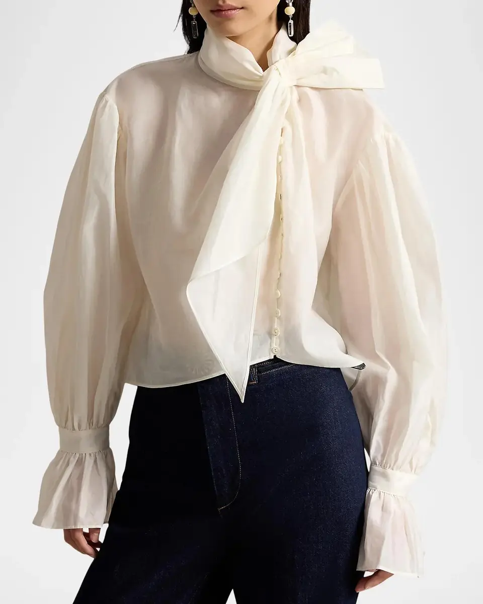Polo Ralph Lauren Tieneck Cotton-Silk Organdy Shirt | Thumbnail 4 Polo Ralph Lauren Tieneck Cotton-Silk Organdy Shirt | Thumbnail 4